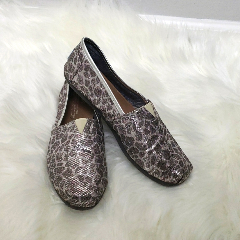 TOMS Slip-On Silver Glitter Shoes